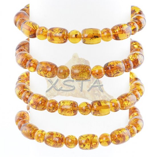Amber round barrels beads bracelet
